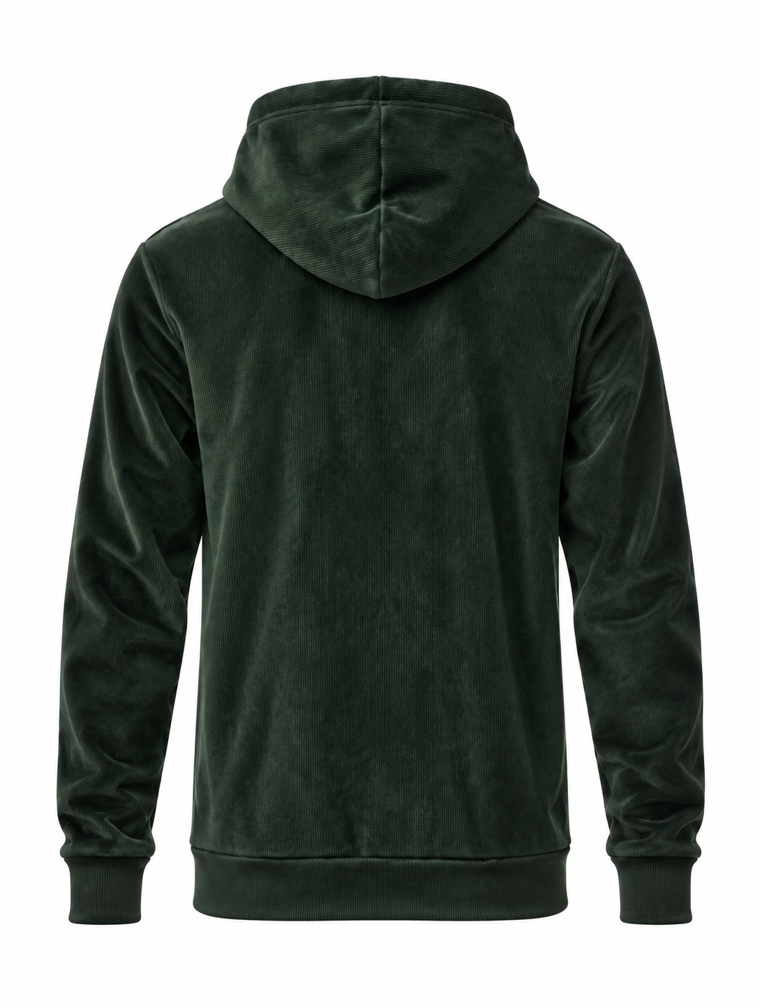 “The Erik” Stretch Corduroy Hoodie in Forest Green