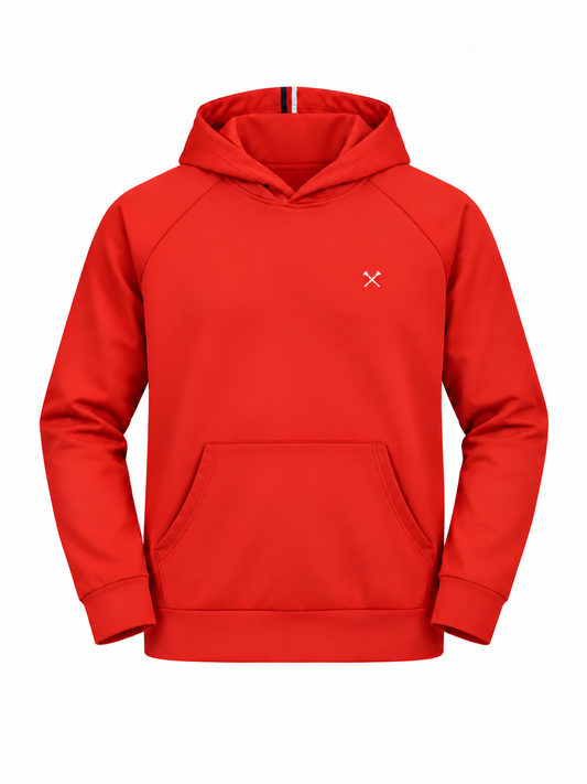“The Eddie” Three-Stripe Hoodie in Red