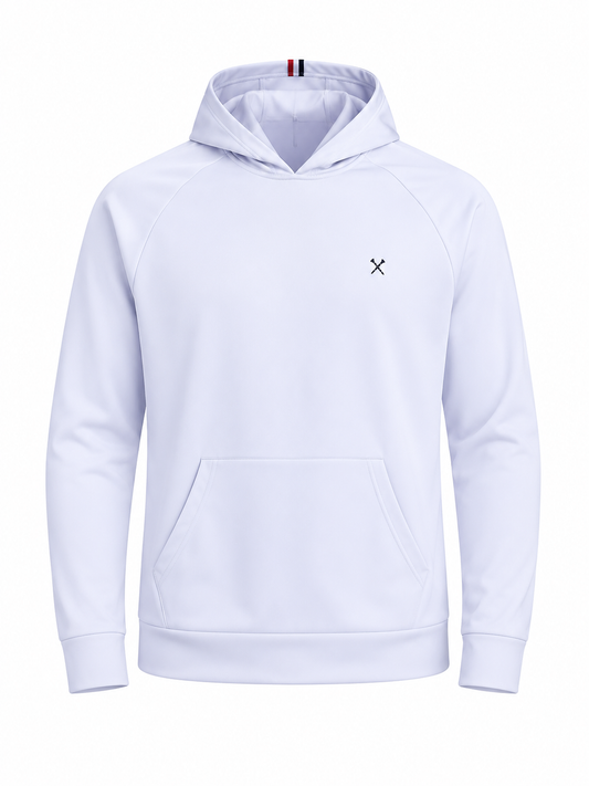 “The Eddie” Three-Stripe Hoodie in White