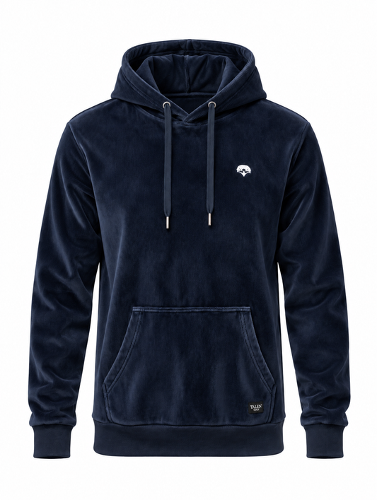 “The Erik” Stretch Corduroy Hoodie in Navy