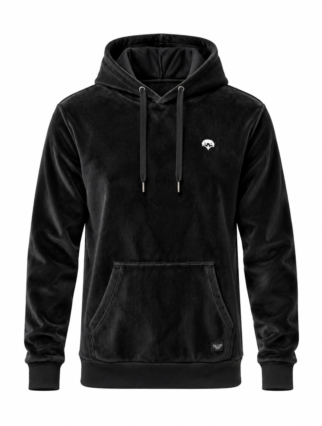 “The Erik” Stretch Corduroy Hoodie in Black
