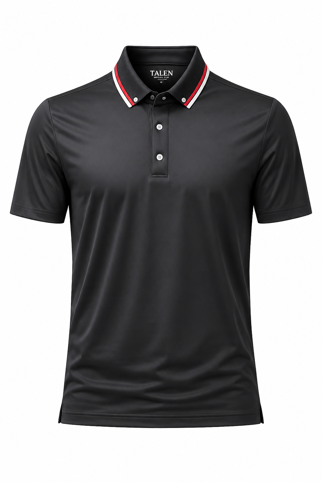 “The Bishopp” Performance Polo in Black with Red Stripe