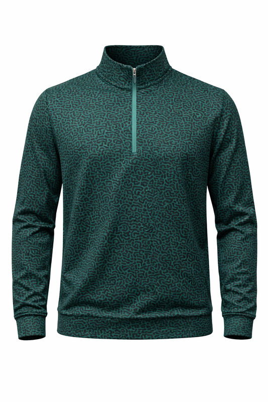 Forest Green and Black TALEN Pattern Quarter Zip
