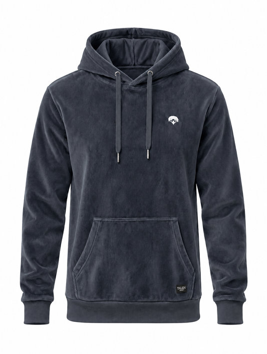 “The Erik” Stretch Corduroy Hoodie in Grey