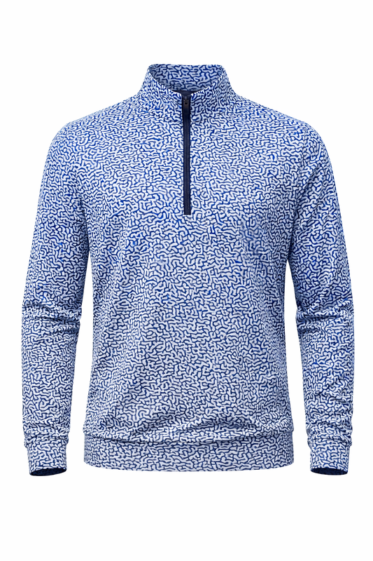 Light Blue and Navy TALEN Pattern Quarter Zip