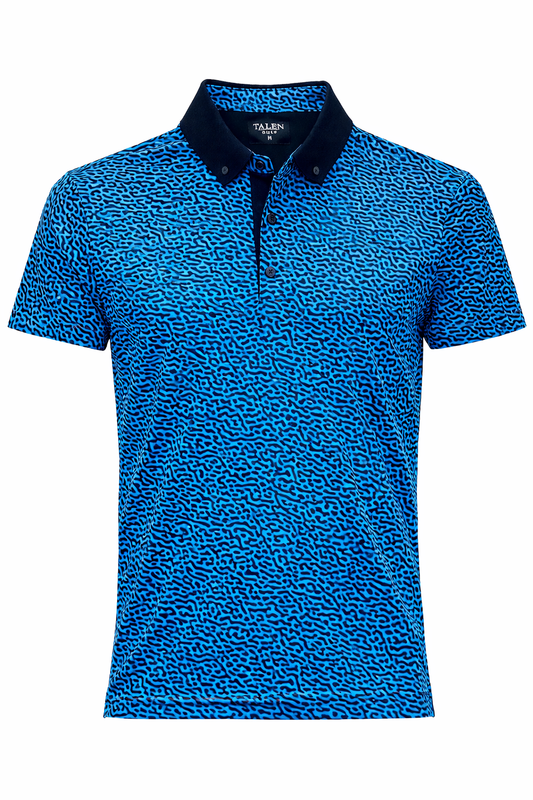 Electric Blue TALEN Print Performance Polo