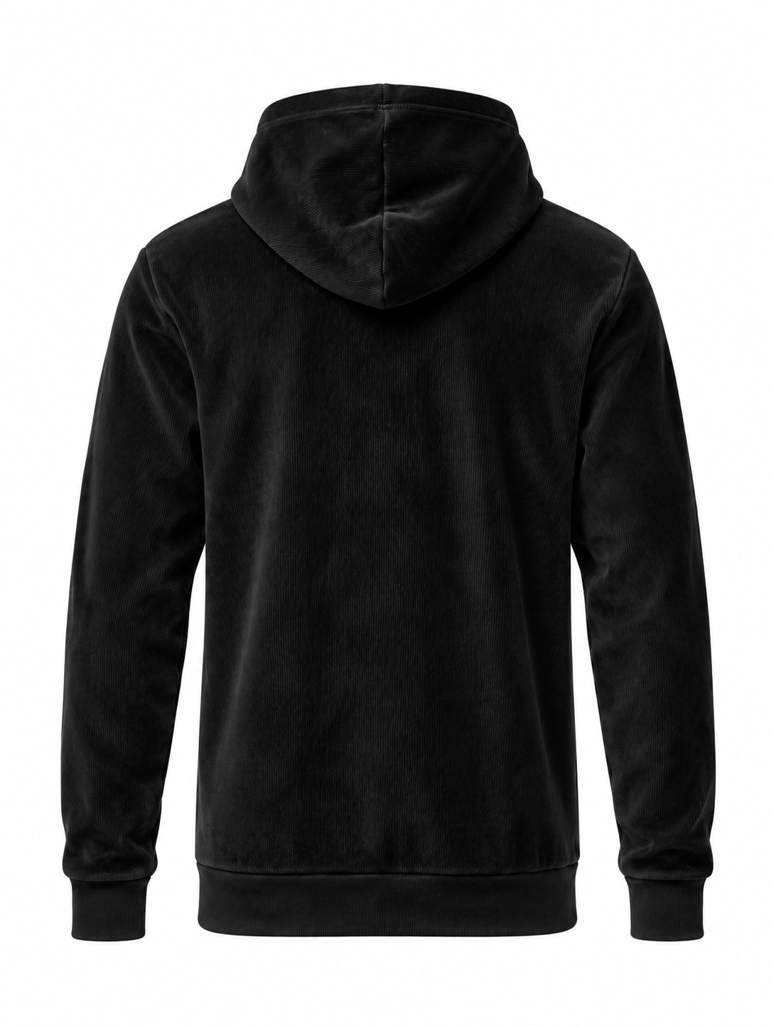 “The Erik” Stretch Corduroy Hoodie in Black